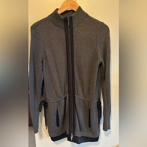 White House Black Market Black Zip Up Sweater M